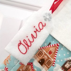 Personalized & Customizable Hand Embroidered Felt Name Tag for Christmas Stockings