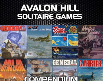 Avalon Hill Solitaire Games Compendium  Complete WWII Wargame Reference - Map Boards, Counter Sheets, Rulebook, Charts, Record Sheets, Cards