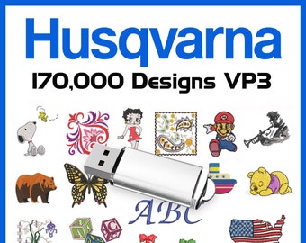 170.000 Husqvarna Viking VP3 Machine Embroidery Designs Collection Husqvarna Viking auf USB - Auch kompatibel mit Neueren PFAFF Maschinen