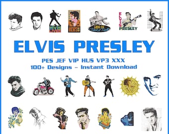 75 Elvis Presley Embroidery Designs - Various embroidery designs of Elvis including formats: pes, jef, vp3, hus, vip, xxx - Digital Download