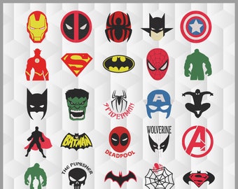 25 x Super Heroes Embroidery Designs - Sizes 3, 4, 6 & 8 inches. Machine formats included: dst, exp, hus, jef, pes, sew, vip, vp3, xxx