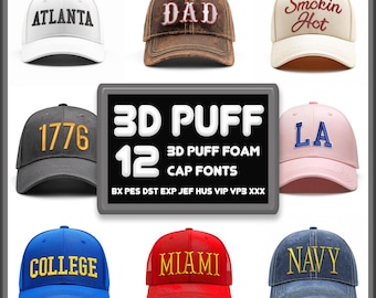 Paquete de fuentes para gorras de béisbol con máquina de bordar de espuma 3D: Texto del alfabeto BX PES