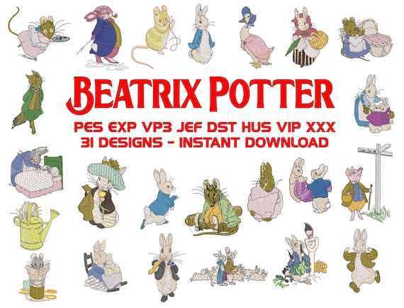 Beatrix Potter Machine Embroidery Designs: Peter Rabbit etc (instant download)