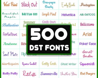 DST Embroidery Fonts: 500 Tajima Machine Bundle (Digital Download)