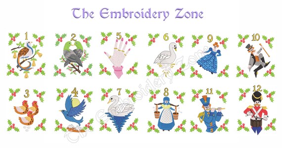 12 Days of Christmas Embroidery Design Holiday Season - Etsy