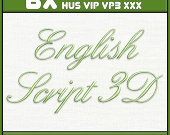 3D Puff Foam Embroidery Machine English Script font: Alphabet Text BX PES Satin Stitch