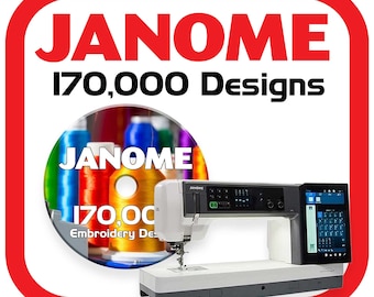 170.000 Janome Embroidery Machine Files Collection im JEF Format auf DVD - Auch kompatibel mit Janome Elna, New Home und MemoryCraft.