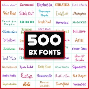 Polices de broderie BX : Pack de 500 motifs (fichiers PES et DST, téléchargement numérique)