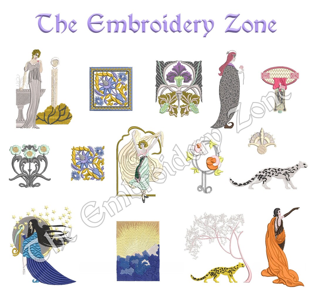 Art Nouveau Collection Machine Embroidery Design Etsy