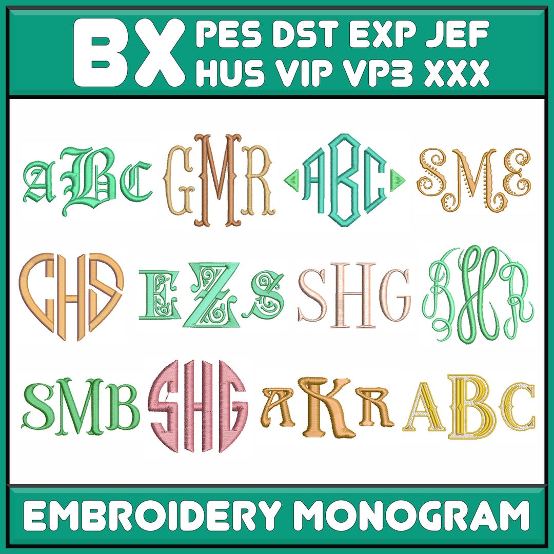 Embroidery Monogram Designs: 12 BX Machine Embroidery Fonts - Brother ...