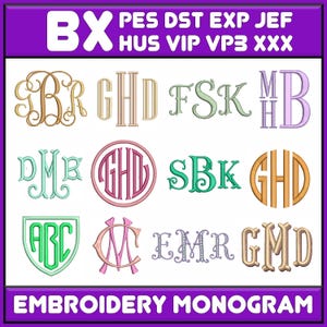 BX Embroidery Monogram Fonts : 12 Machine Embroidery Designs Brother PES DST