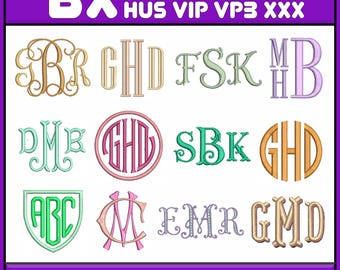 BX Embroidery Monogram Fonts : 12 Machine Embroidery Designs Satin Stitch PES DST