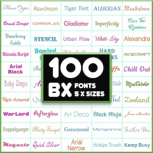 Pacchetto di 100 font da ricamo BX: alfabeto da ricamo a macchina (download)