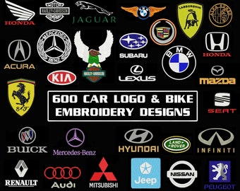 Over 600 Car Logo & Biker Brand Manufacturers Embroidery Designs in: pes, jef, hus, vp3, dst, vip, exp, xxx Format - Instant Download.