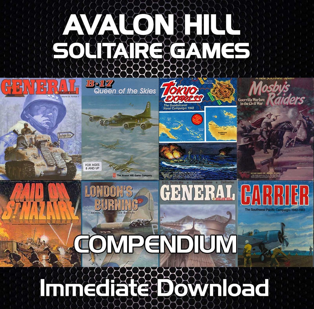 Avalon Hill Solitaire Games Compendium Complete WWII Wargame Reference Map Boards, Counter