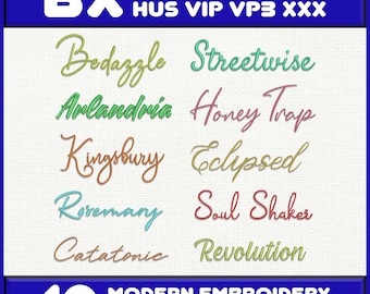 10 BX Embroidery Fonts Bundle 6 Sizes: Machine Embroidery PES DST (Download)