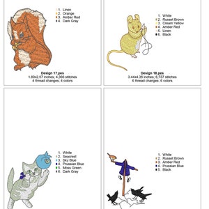 A collection of Beatrix Potter machine embroidery designs. Beautifully created designs of the best known characters including Peter Rabbit, Benjamin Bunny, Jemima Puddle-Duck, Tom Kitten, Mr Jeremy Fisher, Mrs Tiggy-Winkle, Squirrel Nutkin, Samuel Whiskers, Pigling Bland, Flopsy Mopsy and Cotton-Tail. The designs will make a perfect additions to children's garments, bags, cushions or bedding. Also ideal as adornments for a nursery.