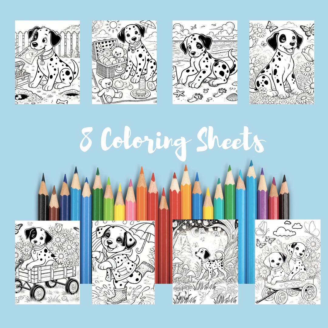 8 Cute Dalmatian Coloring Pages - Etsy