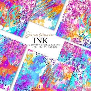 Papel digital colorido - Papel abstracto con brillantina - Tinta de alcohol brillante - Patrón moderno sin costuras - Uso comercial