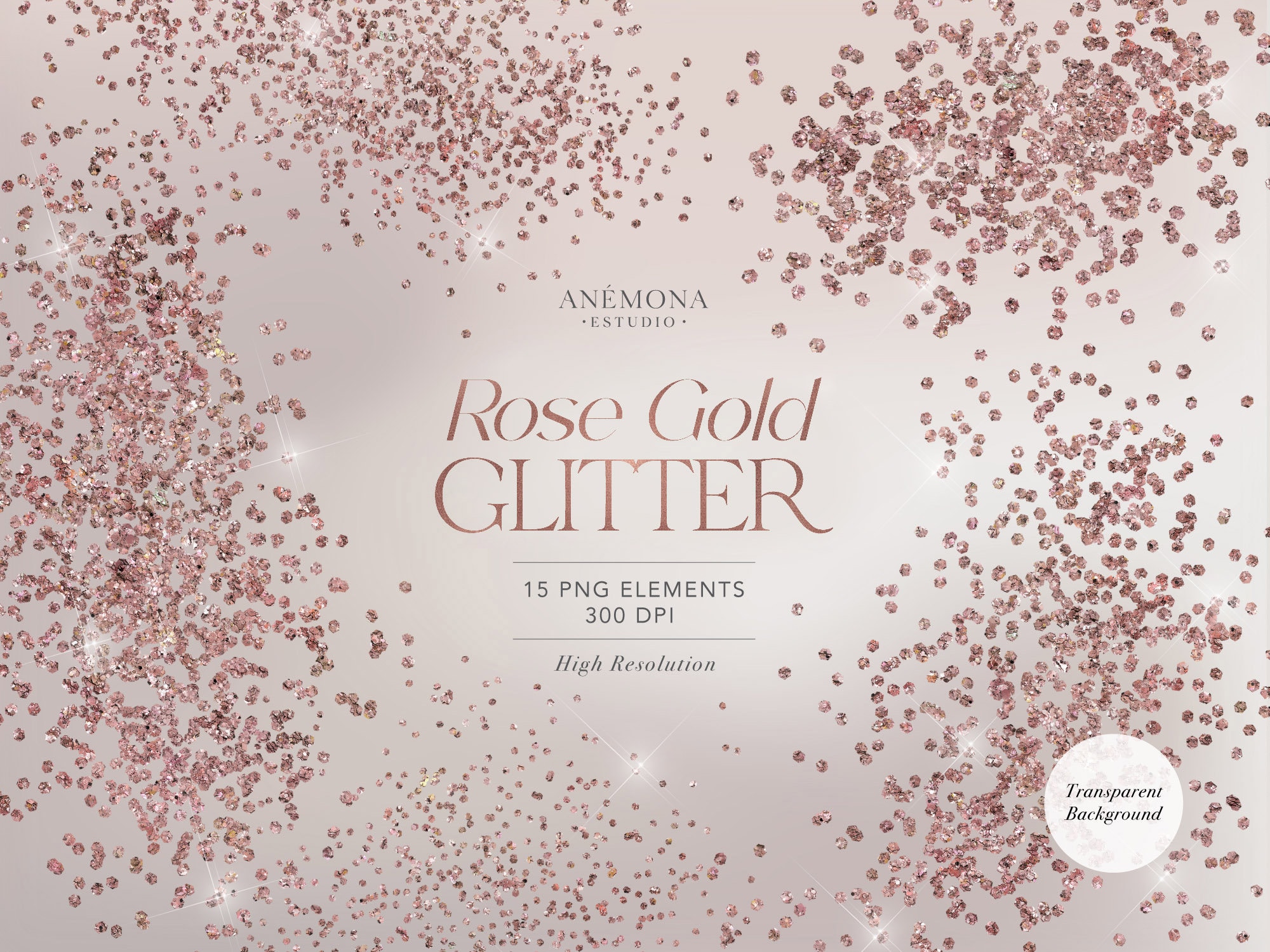 Rose Gold Sparkles Glitter Confetti Overlay Clipart with Transparent  Background - Essem Creatives