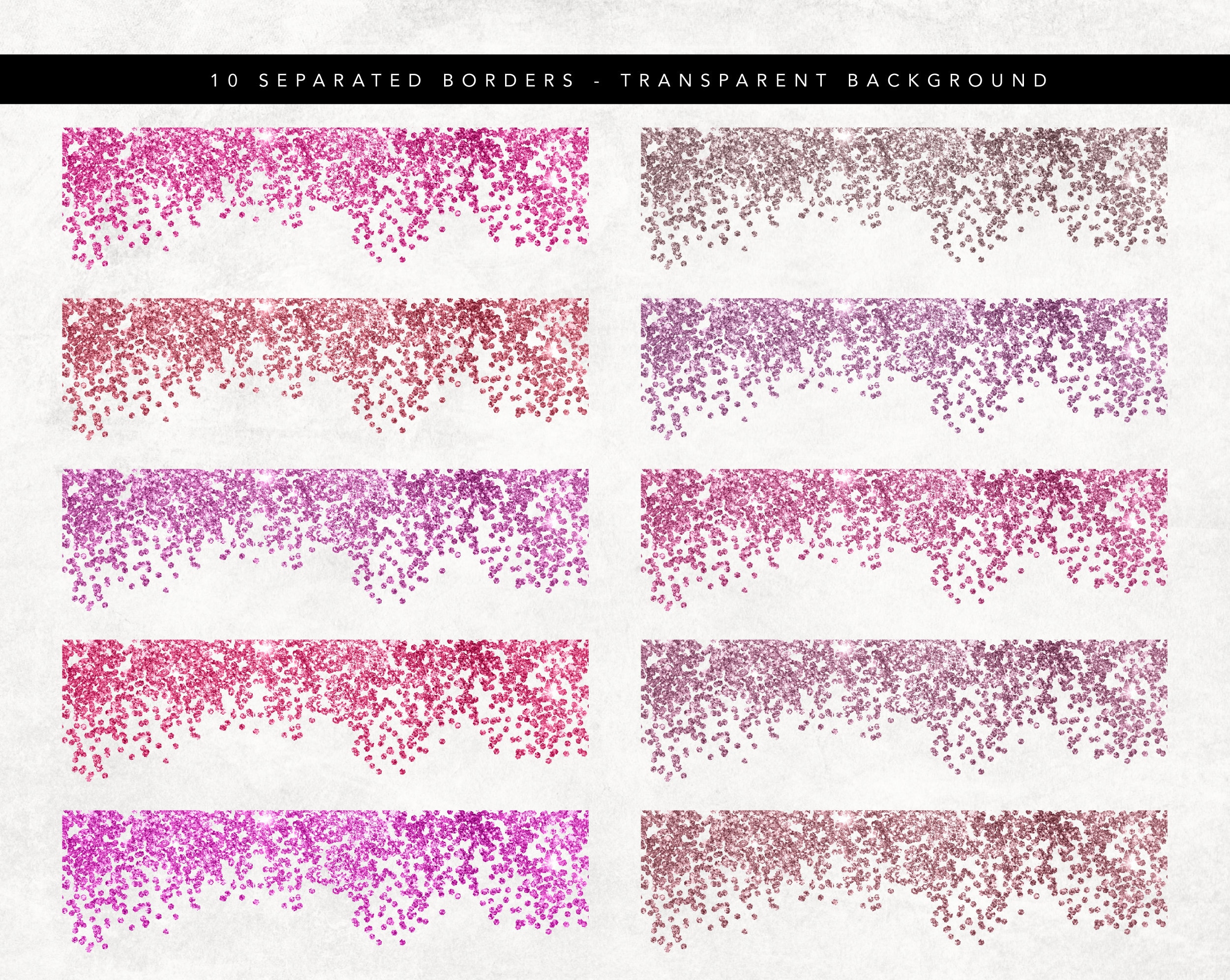 16 Glitter Confetti Border Overlay Papers By ArtInsider
