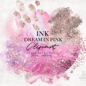 Imágenes prediseñadas de tinta de alcohol rosa - Imágenes prediseñadas de salpicaduras - Fondos rosados, salpicaduras PNG, marcos, sublimación de acuarela, salpicaduras de pintura