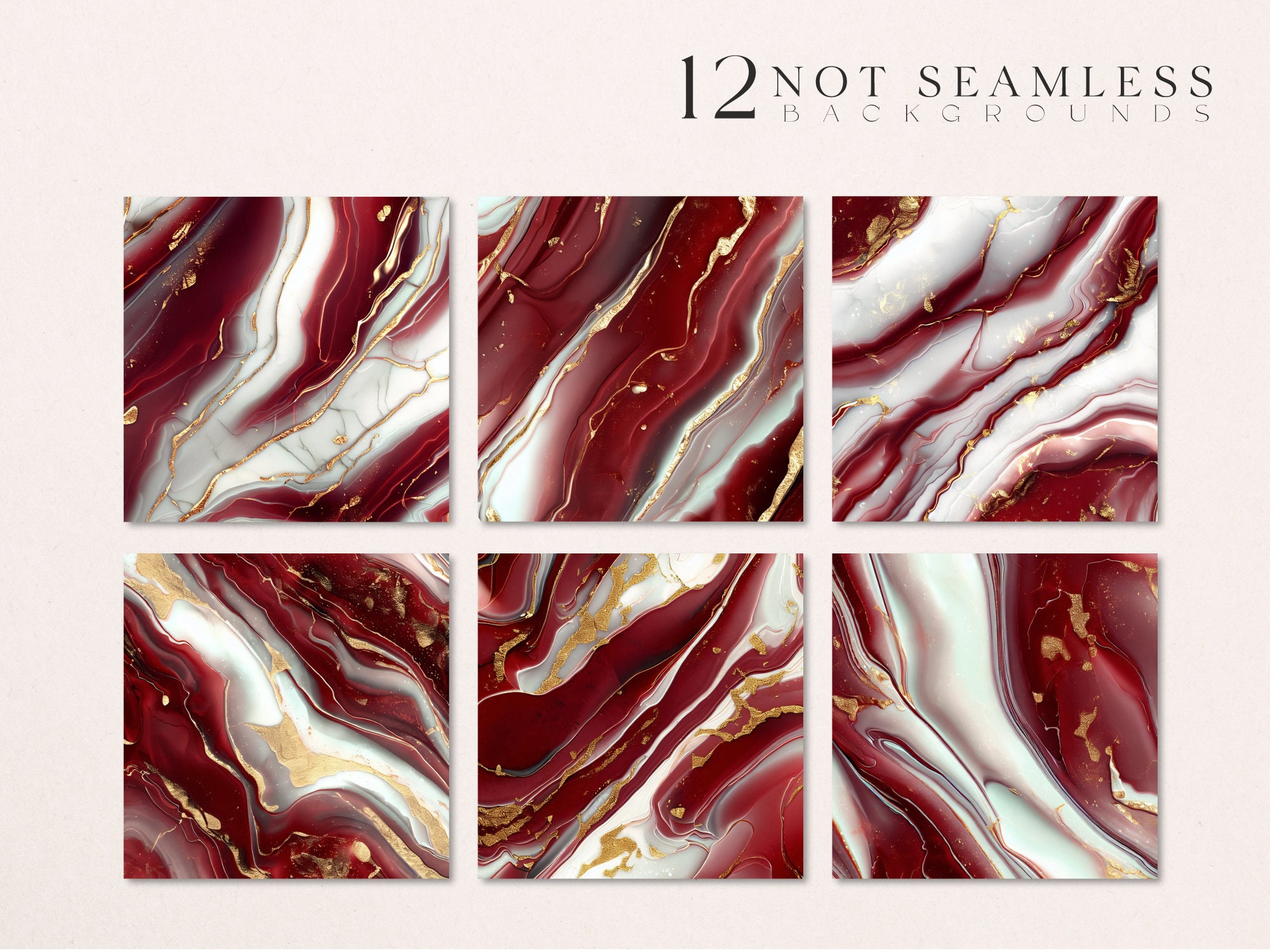 Red Marble Digital Paper, Luxury Red and White Marble