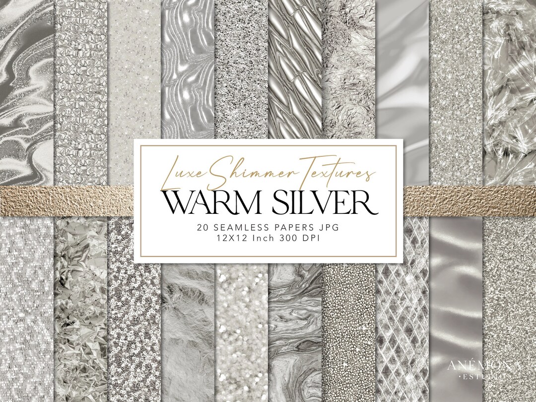 Silver Foil Digital Paper: Glitter Scrapbook Textures (JPG, 12x12") - Etsy