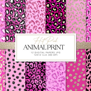 Pink Leopard Print, Geparden Muster, Leopard Pink Digitales Papier, nahtlose Leopardenmuster - printable Scrapbookpapier, kommerzielle Nutzung