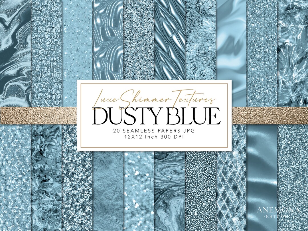 Dusty Blue Digital Paper, Blue Foil Paper, Blue Glitter Paper, Blue