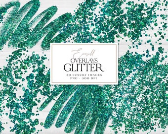 Emerald green Glitter Confetti ClipArt, Green glitter overlays, Emerald Shimmer, Confetti Overlay, sparkling glitter, commercial use