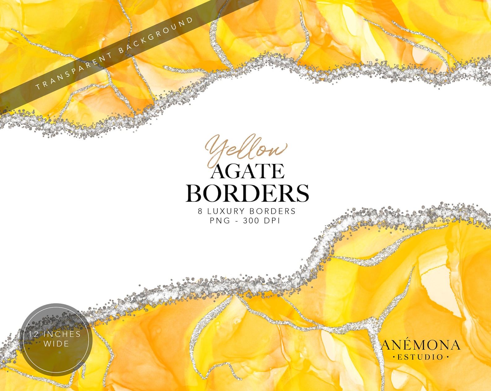 Yellow Agate Borders Clipart Watercolor Geode Clipart - Etsy