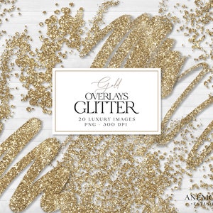 ClipArt de confettis de paillettes d'or, superpositions de paillettes d'or, or chatoyant, superposition de confettis, paillettes scintillantes, téléchargement immédiat pour usage commercial
