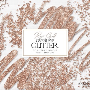 Rose Gold Glitter Konfetti ClipArt, Rose gold Glitter Overlay, Rose Goldschimmer, Konfetti Overlay, funkelnder Glitzer, kommerzielle Nutzung