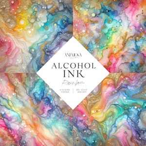 Rainbow Holo Alcohol Ink Pattern, liquid paint textures, Elegant and Glamorous Shimmer Backgrounds, Alcohol Ink Digital Papers Sublimation