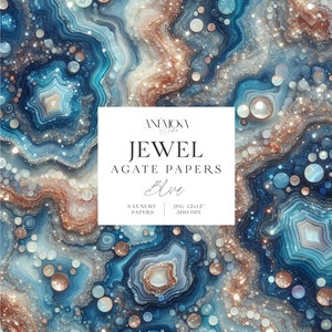 Blue Glitter Agate Digital Paper: Glamorous Geode Texture (Digital Download)
