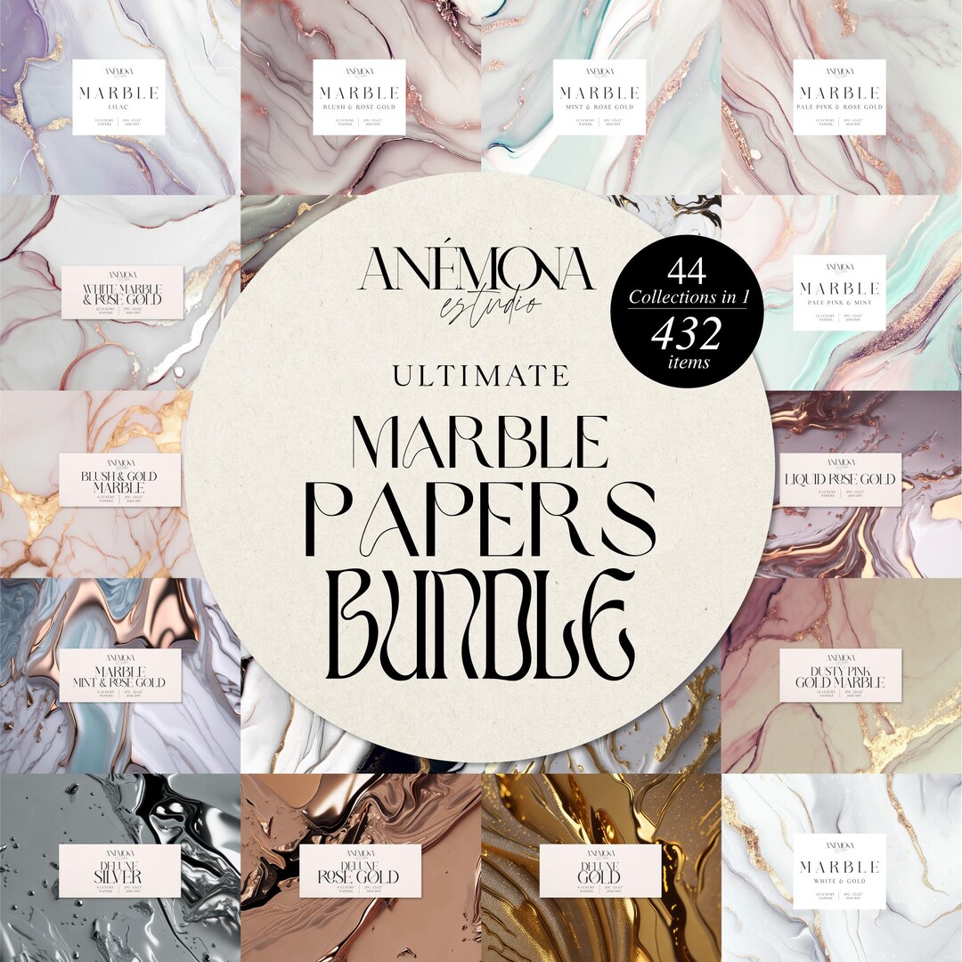 Mrble Paper Bundle Marble Papers, Marble Shiny Papers Bundle - Elegant Backgrounds ...