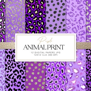 Leopard Print, Geparden Muster, Leopard Lila Digitales Papier, nahtlose Leoparden-Muster - printable Papier, kommerzielle Nutzung