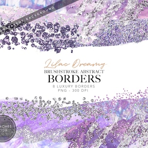 Clipart con bordo viola - Bordo glitterato astratto - Clip art con cornice digitale metallizzata LILLA - Cornice glitterata viola - Bordo lilla