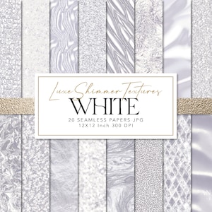 Papier numérique blanc, papier d'aluminium blanc, paillettes blanches, papier de scrapbooking blanc sans couture, métal blanc, blanc métallisé, usage commercial