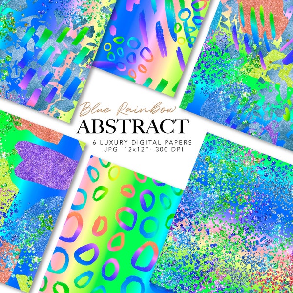 Blue and Black Abstract Pattern Digitally Printed on Nova Georgette