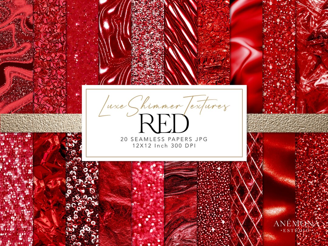 Red Digital Paper, Red Foil Paper, Red Glitter Paper, Red Seamless