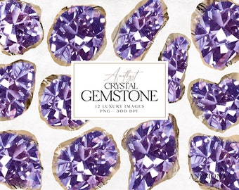 Purple Crystals Clipart, amethyst gemstone clipart, Purple diamonds, amethyst quartz clipart, instant download for commercial use