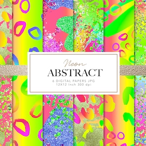 Neon Digital Paper - Glitter Abstract paper - Colorful Holgraphic  - Modern Neon Seamless  Pattern - Commercial Use