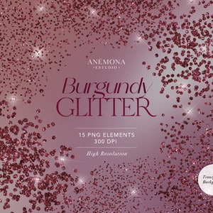 ClipArt scintillant bordeaux, superpositions de paillettes bordeaux, superposition de confettis chatoyants, paillettes scintillantes, téléchargement immédiat pour usage commercial