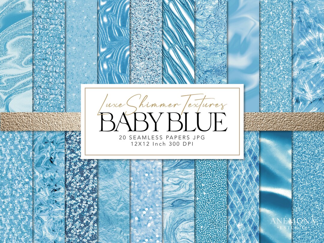 Baby Blue Digital Paper, Blue Foil Paper, Blue Glitter Paper, Blue
