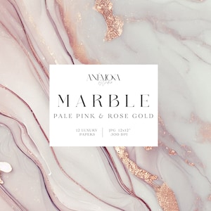 Blush Marble Hintergründe, blassrosa Marmor, Marmorpapier mit Roségoldfolie, digitales Papierpaket, Marmortexturhintergrund, digitaler Download