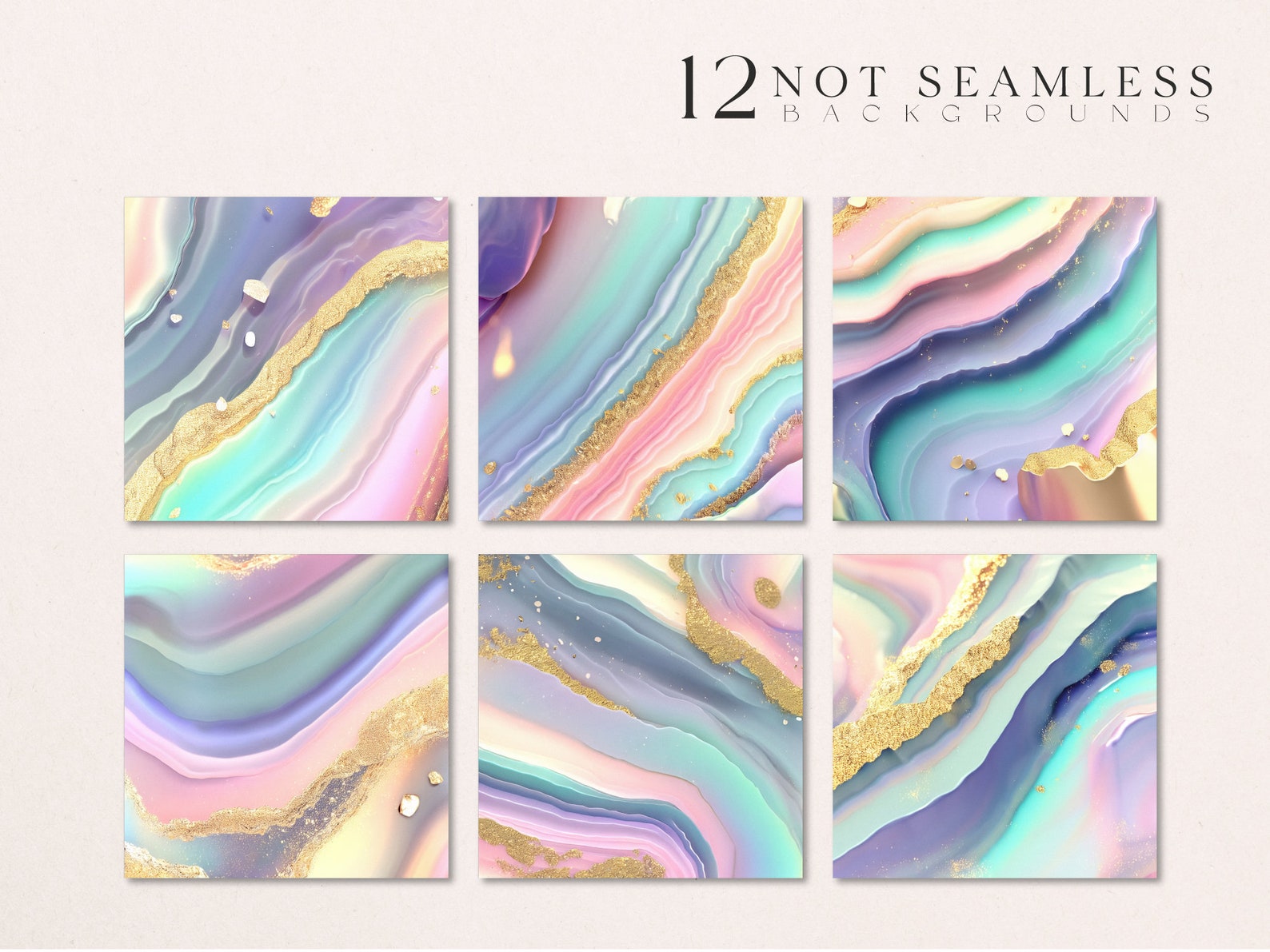 Marble Digital Paper, Agate Backgrounds, Pastel Unicorn Paper ...