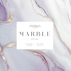 Lila Marmor Digitales Papier, blass-violette Marmortextur mit Goldader, bedruckbares Scrapbook-Papier für den kommerziellen Gebrauch