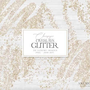 Champagne glitter confetti clipart, licht gouden glitter-overlays, licht gouden glans, confetti-overlay, sprankelende glitter, commercieel gebruik